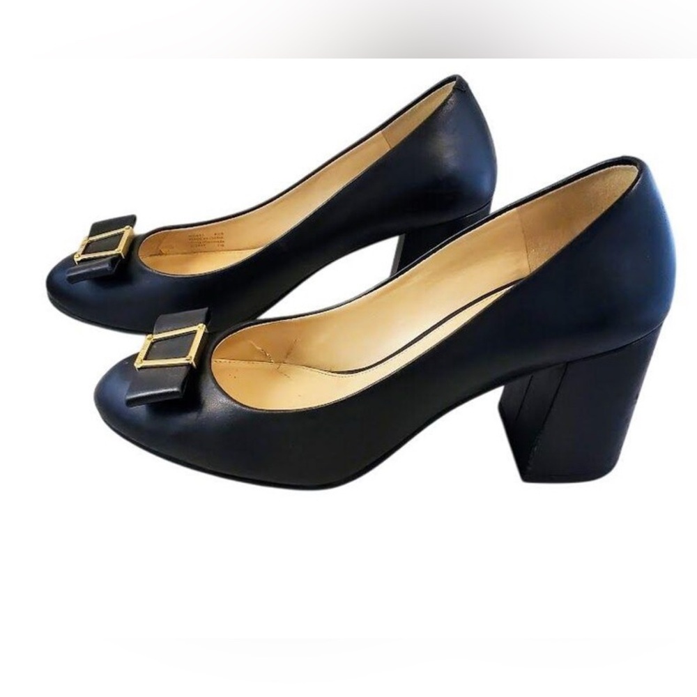 Cole Haan Black Heels with Gold Buckle